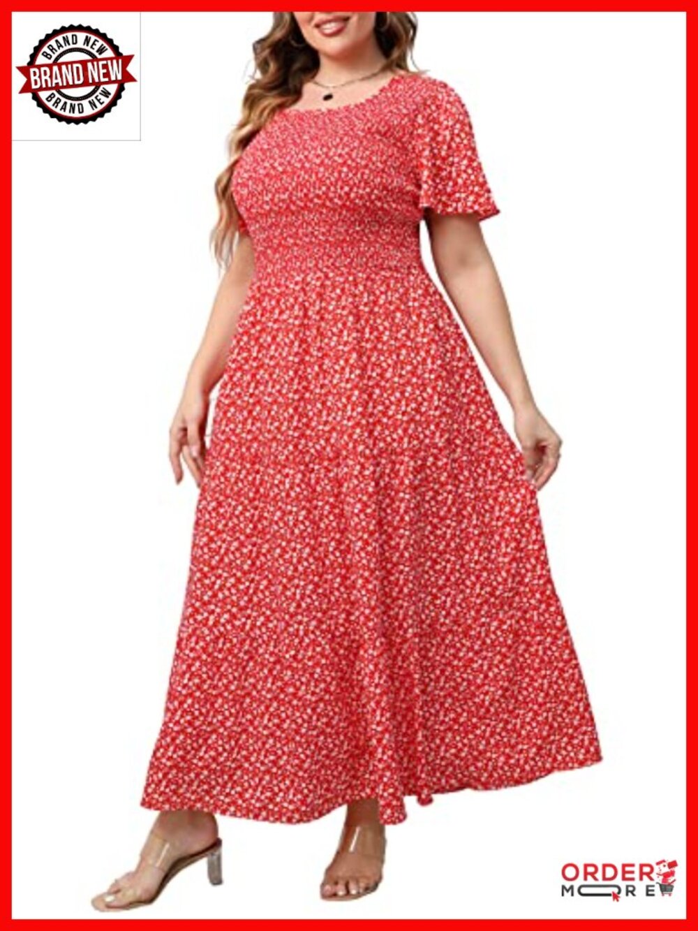 Plus Size Maxi Dress with Pockets Flutter Sleeves Tiered Layers Casual Bohemian